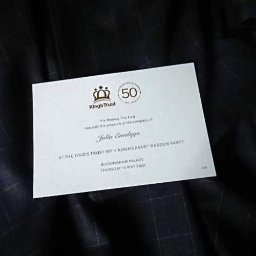 King trust 50th year celebration garden party invitation